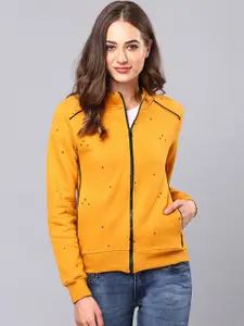 Campus Sutra Women Yellow Sweatshirt