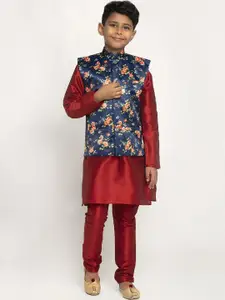 KRAFT INDIA KRAFT INDIA Boys Maroon Dupion Silk Kurta with Pyjamas