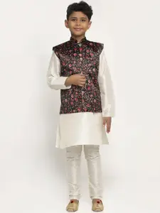 KRAFT INDIA KRAFT INDIA Boys Cream-Coloured Dupion Silk Kurta with Pyjamas