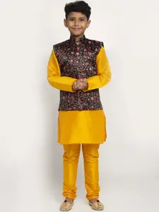 KRAFT INDIA KRAFT INDIA Boys Mustard Yellow Dupion Silk Kurta with Pyjamas
