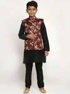 KRAFT INDIA KRAFT INDIA Boys Black Dupion Silk Kurta with Pyjamas