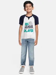 The Childrens Place Boys White Printed Round Neck T-shirt