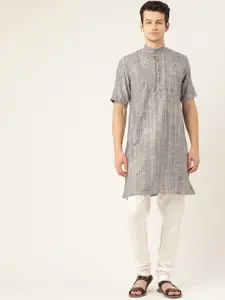 RAJUBHAI HARGOVINDAS Men Blue Cotton Handloom Kurta