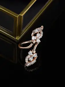Zaveri Pearls Rose Gold-Plated White CZ-Studded Adjustable Contemporary Finger Ring