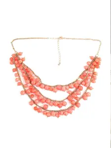 ODETTE Women Pink & Rose Gold Toned Metal Layered Necklace