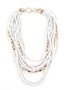 ODETTE Women Gold-Toned & White Metal Gold-Plated Layered Necklace
