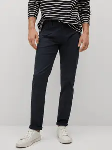 MANGO MAN Navy Blue RegularSolid Slim Fit Trousers