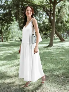 MANGO White Solid Sustainable Maxi Dress