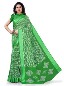 KALINI Green & White Printed Leheriya Saree