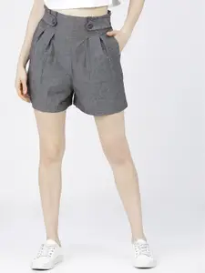 Tokyo Talkies Women Black Slim Fit High-Rise Regular Shorts