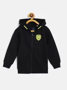 Allen Solly Junior Boys Black Solid Hooded Sweatshirt