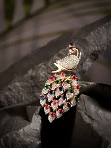 Saraf RS Jewellery Rose Gold-Plated AD-Studded Adjustable Finger Ring