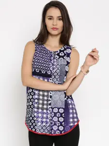 AND Women Blue Printed Top