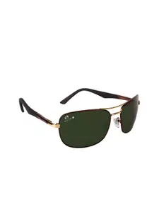 AISLIN Men Green Rectangle Sunglasses