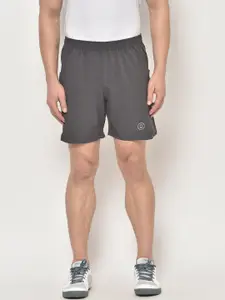 CHKOKKO Men Grey Mid-Rise Sports Shorts