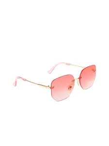 AISLIN Women Pink Lens & Gold-Toned Square Sunglasses with UV Protected Lens