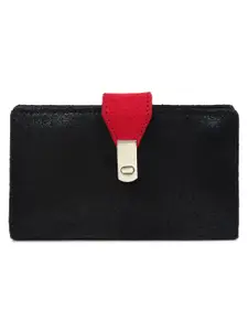 Spice Art Women Black & Red Textured Two Fold Wallet