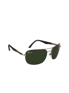 AISLIN Men Green Lens & Gunmetal-Toned Wayfarer Sunglasses with UV Protected Lens