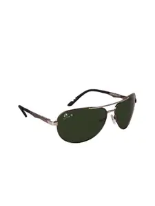 AISLIN Men Green Square UV Protected Aviator Sunglasses 14333-55-AS-3568