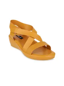 Sherrif Shoes Yellow Wedge Sandals