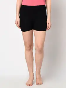 Espresso Women Black Solid Lounge Shorts ESP-4009