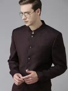 Arrow Men Brown Self-design Jacquard Body Tailored Fit Formal Blazer
