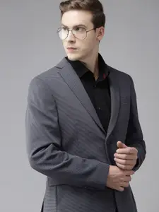 Arrow Men Grey Self Design Slim Fit Single-Breasted Formal Blazer