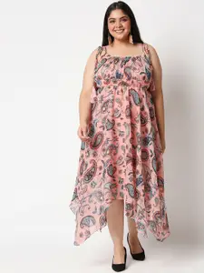 20Dresses Plus Size Women Pink Ethnic Motifs Chiffon Maxi Dresses