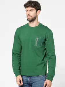Celio Men Green Cotton Pullover Sweatshirt
