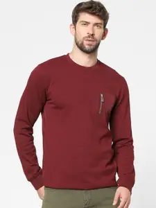 Celio Men Maroon Cotton Pullover Sweatshirt