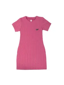 Hunny Bunny Pink Girls Striped T-shirt Dress