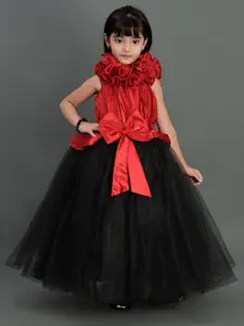 Pink Chick Girls Red And Black Satin Maxi Dress