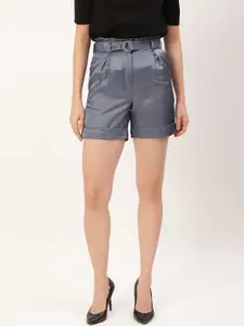 ZOELLA Women Grey Mid-Rise Regular Shorts