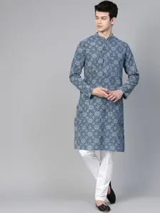 See Designs Men Blue Ethnic Motifs Printed Kurta