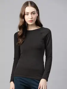 Marks & Spencer Women Black Self-Design Knitted Thermal Top