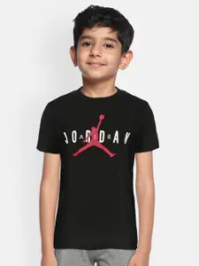 Jordan Boys Black Jumpman Air Logo Cotton Pure Cotton T-shirt