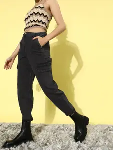 DressBerry Women Stylish Black High-Rise Regular Fit Jeans