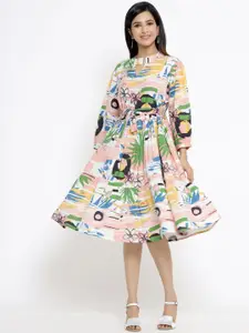 DIVYANK Multicoloured Floral Fit & Flare Dress