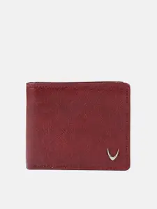 Hidesign Men Maroon Textured Leather Two Fold Wallet