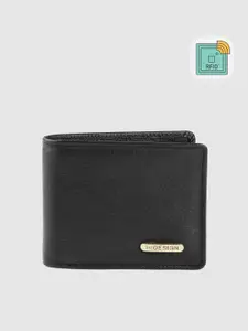 Hidesign Men Black Solid RFID Blocked Leather Two Fold Wallet