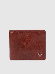 Hidesign Men Red Self Design Leather Two Fold Wallet