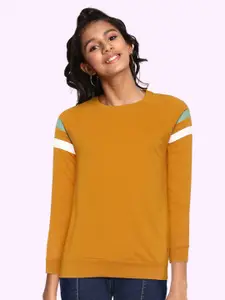 UTH by Roadster Girls Mustard Yellow Pure Cotton Solid T-shirt