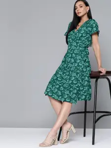 Chemistry Green Floral Print Wrap Dress