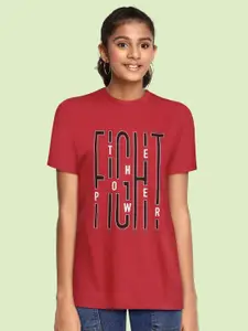 UTH by Roadster Girls Red & Black Typography Print T-shirt