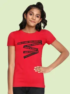UTH by Roadster Girls Red & Black Typography Print Cotton T-shirt