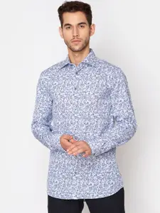Matinique Men Blue Slim Fit Printed Cotton Casual Shirt