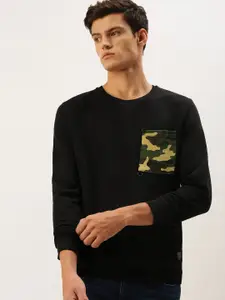 Flying Machine Men Black Solid Sweatshirt