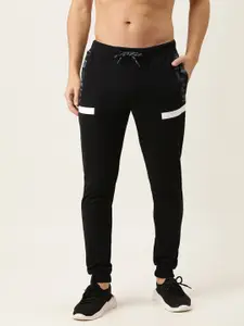 Flying Machine Men Black Solid Joggers with Printed Detailing