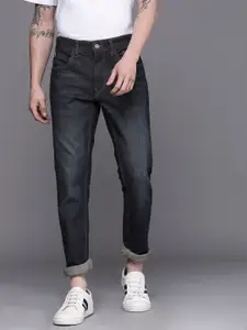 WROGN Men Navy Blue Slim Fit Heavy Fade Stretchable Jeans