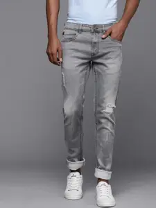 WROGN Men Grey Slim Fit Heavy Fade Stretchable Highly Distressed Jeans